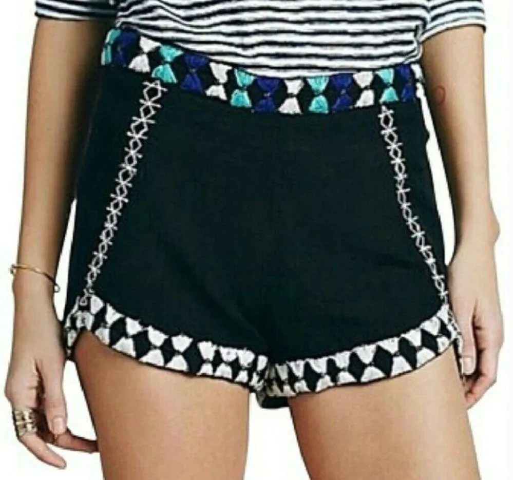 Free People Zoe Embroidered Linen Shorts - Image 2