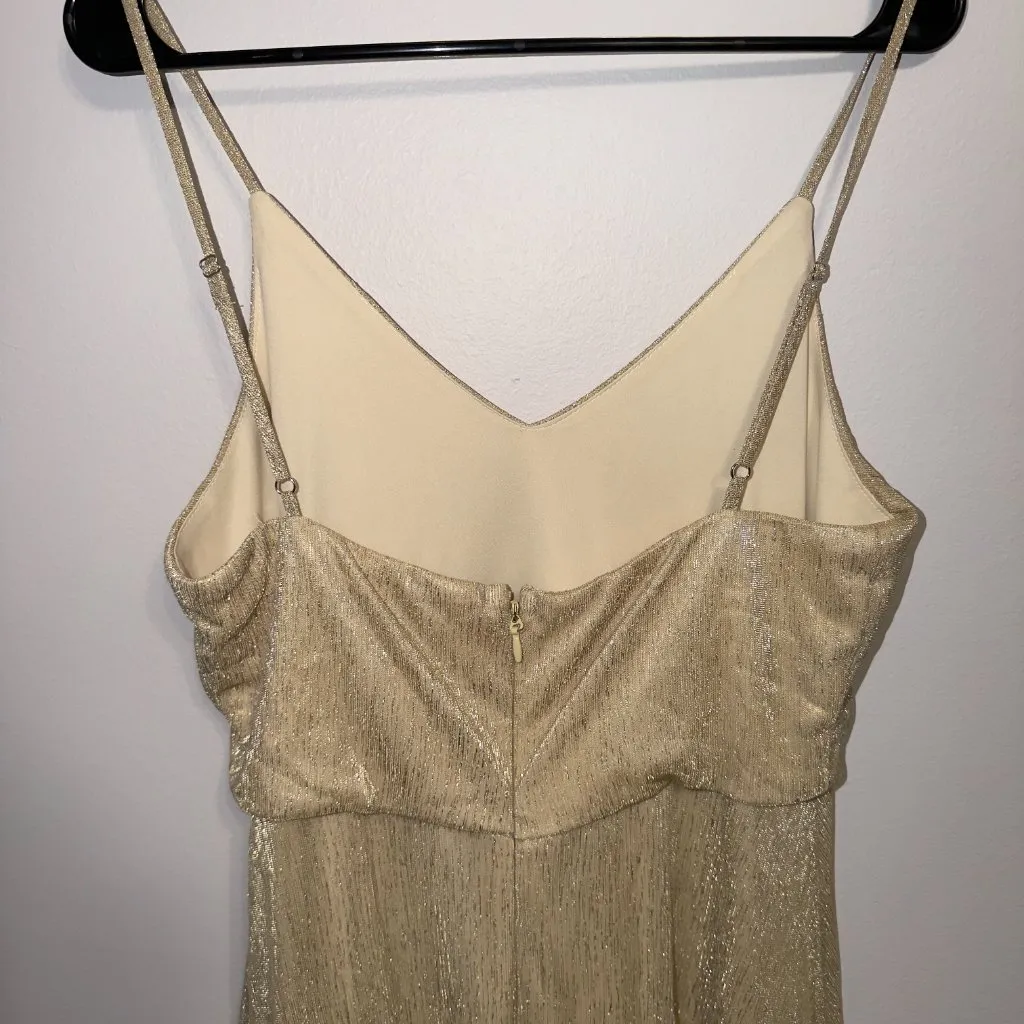 Lulus Gold Shimmer Maxi Dress Size Large Spaghetti Strap Formal - Image 6