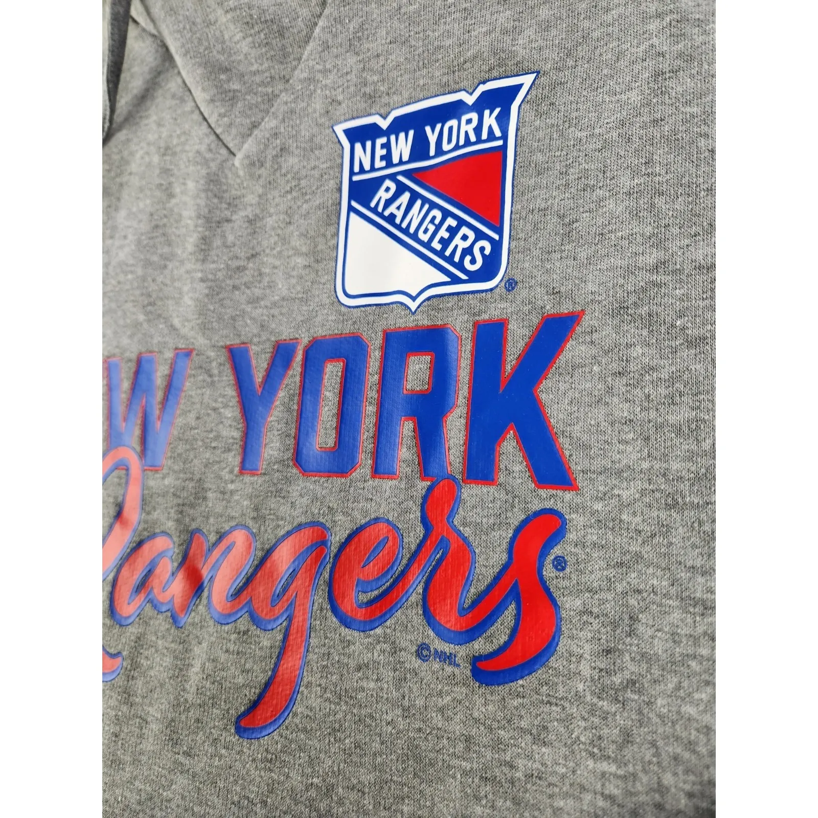 Womens NHL NYR New York Rangers Gray V-neck Pullover Hoodie‎ Sweatshirt Sz 2XL - Image 4