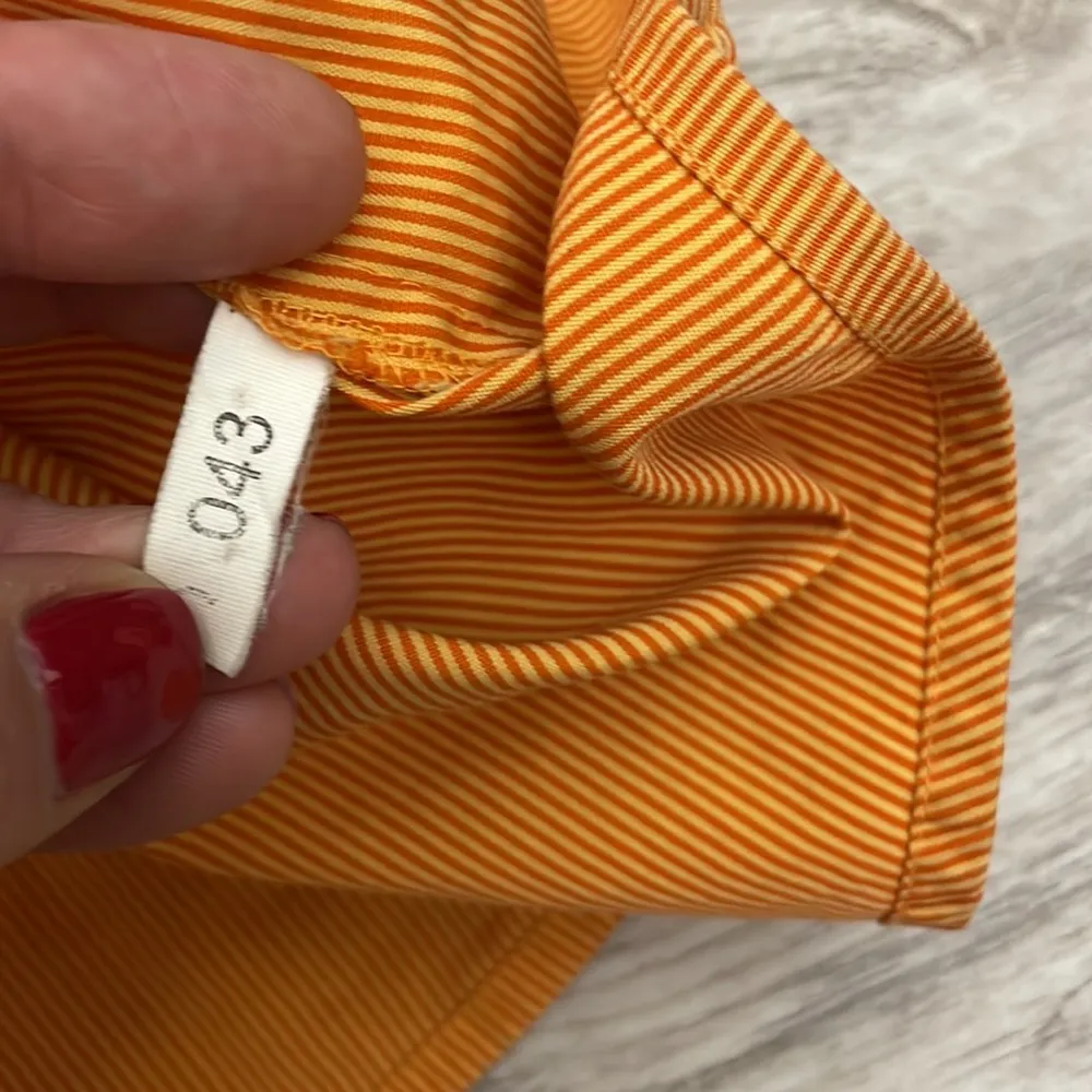 2 Tone Orange Striped Long Sleeve Button Down Women's Shirt Large - Image 11