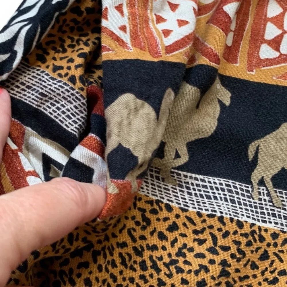 Vintage 90s Shorts High Waisted Baggy Mom Boho Abstract Animal Print Red Tan Black - Image 3
