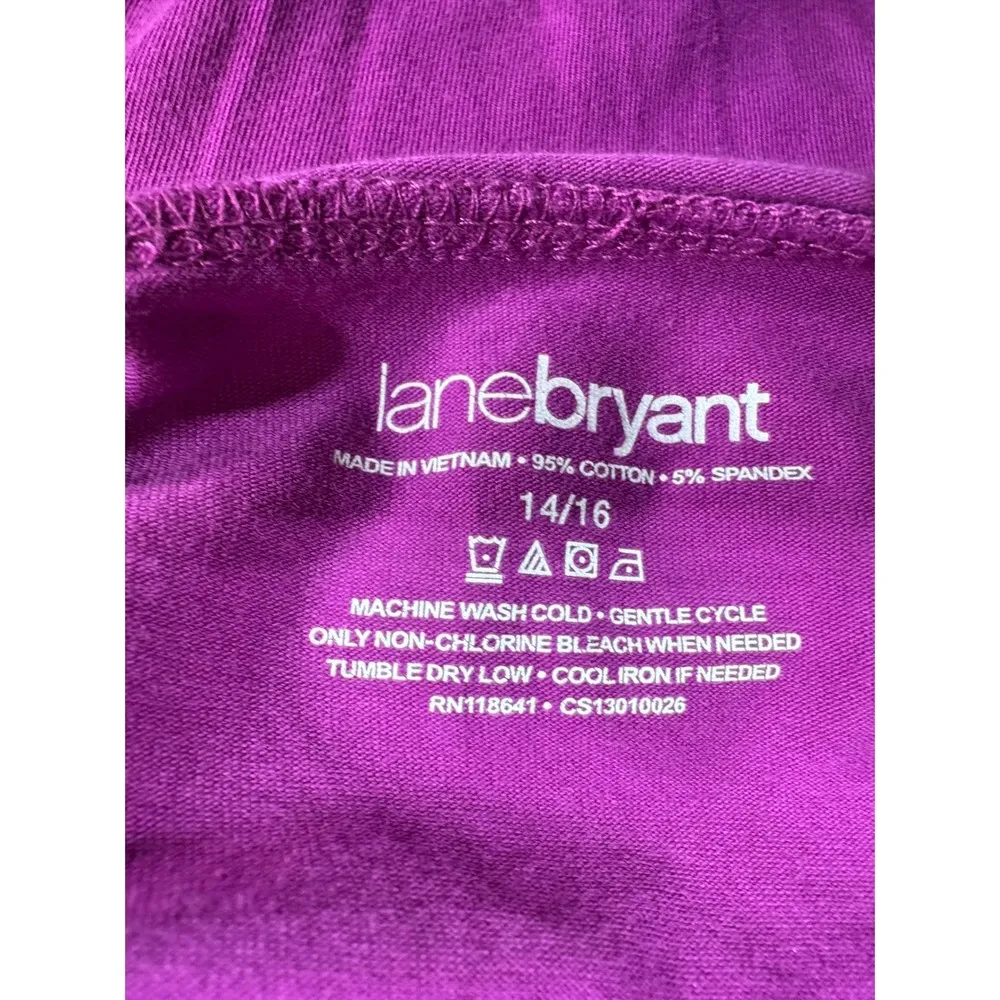 Lane Bryant Purple Ruffle Front V-Neck Blouse Long Sleeve Stretchy Women's 14/16 - Image 7