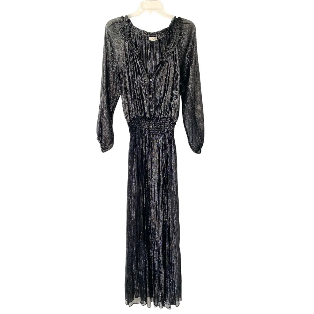 Loveshack Fancy Smocked Metallic Stripe Black Silver Dress size 2 - Image 2