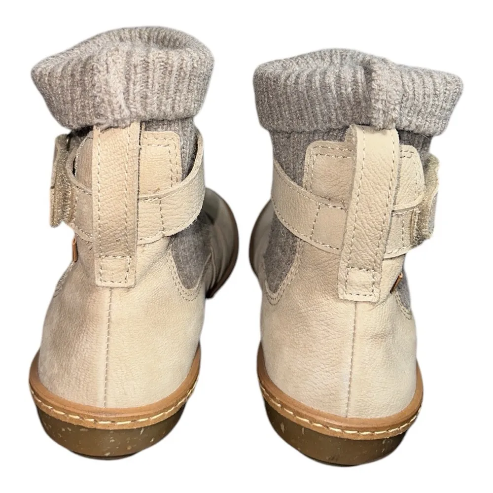 El Naturalista women's Coral N5318 Beige Ankle Boots W/ Knit Cuff size EU 38 Tan - Image 6