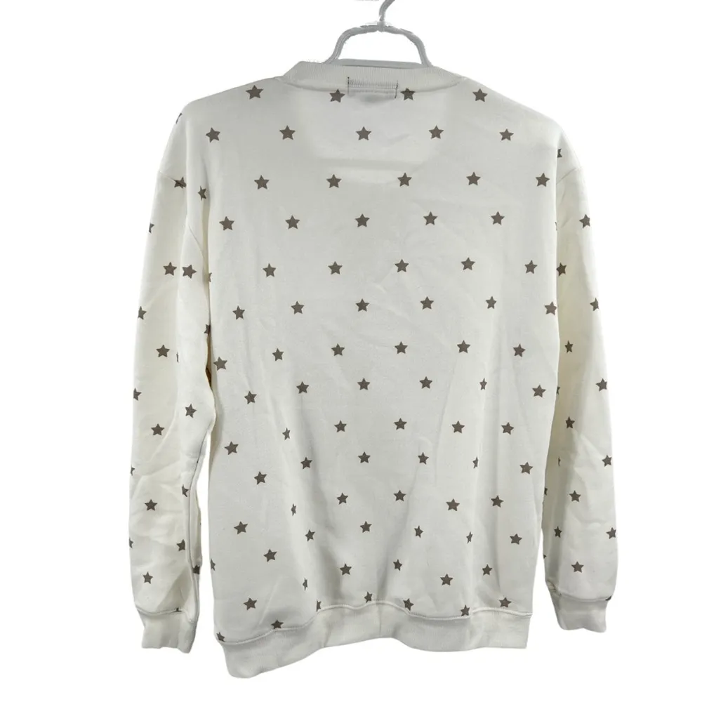 Vinyl Icons Gold White star large bow Sweatshirt S metallic Christmas holiday - Image 2