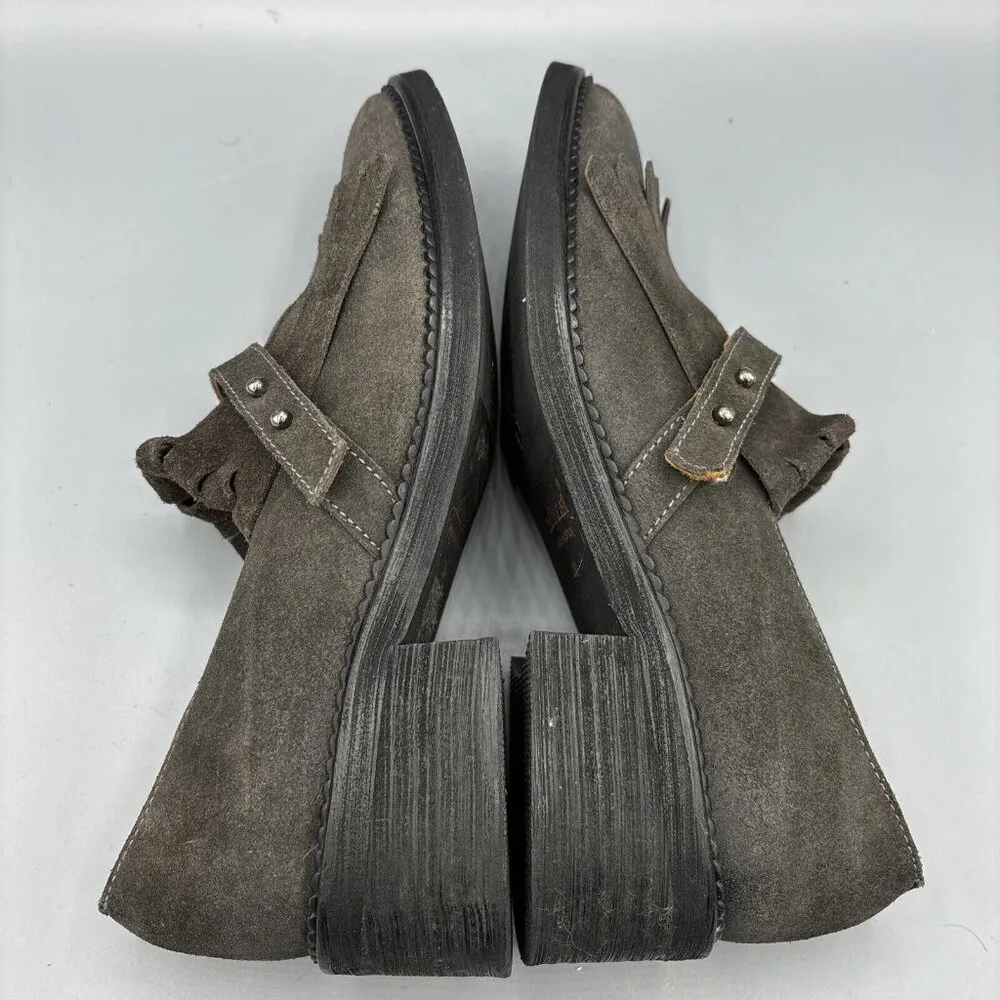 Sixty Seven Suede Kiltie Gray Women’s Shoes Slip On Fringe Made in Spain Size 38 - Image 6