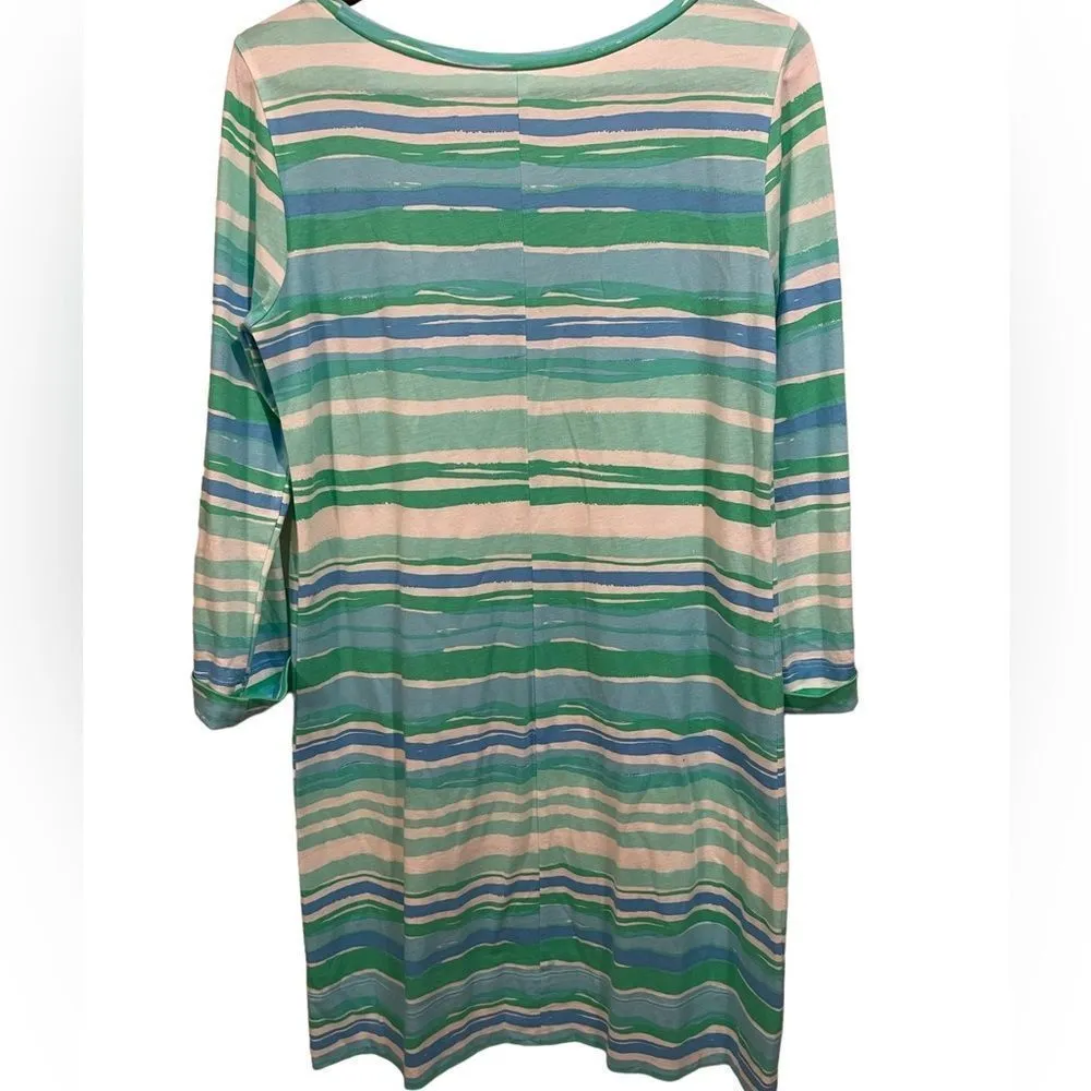 Lilly Pulitzer Linden A-Line Seaspray Blue Sea Stripe Coastal Tee Shirt Dress - Image 5