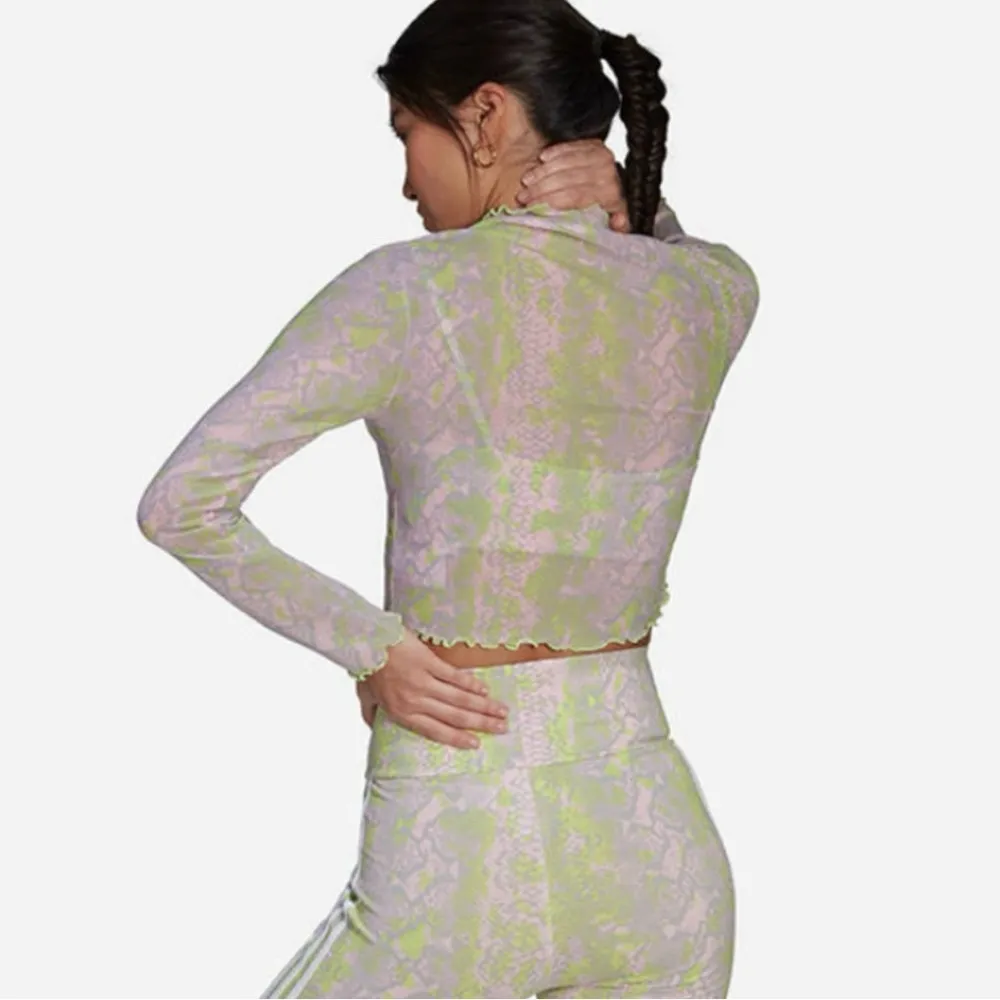 ADIDAS Originals Snake Mesh Top Long Sleeve Green Pink Women’s Size Medium - Image 4