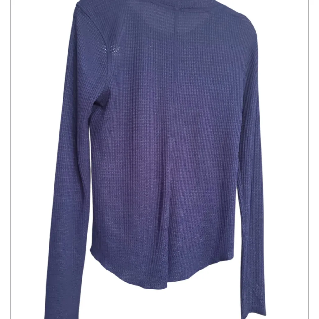Zenana Light Navy Long Sleeve Henley Top - Image 3