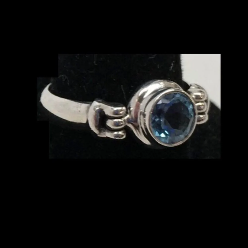 Sterling Silver Blue Spinel Solitaire Ring Sz 7.25 - Image 4