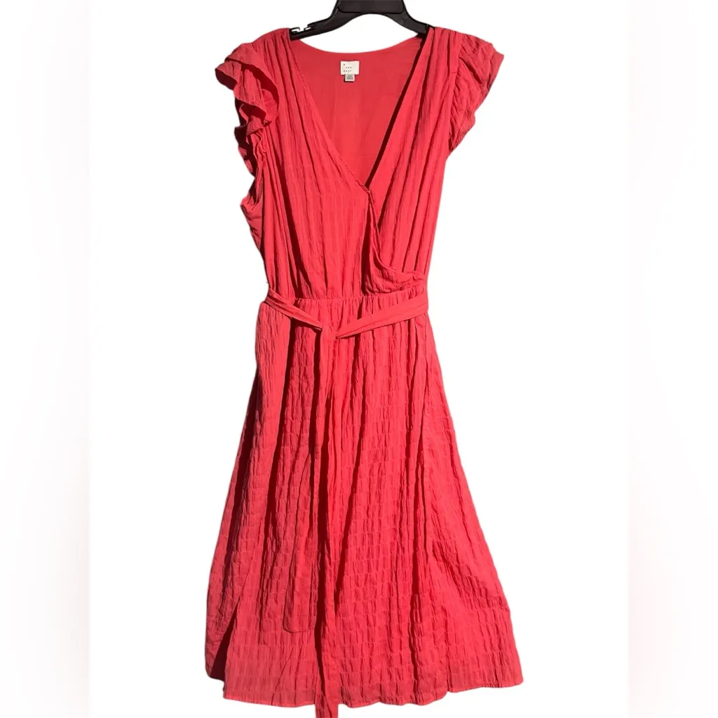 a New Day 98%Cotton  Ruffle Short Sleeve Wrap Dress with Pockets Size XXL - Image 3