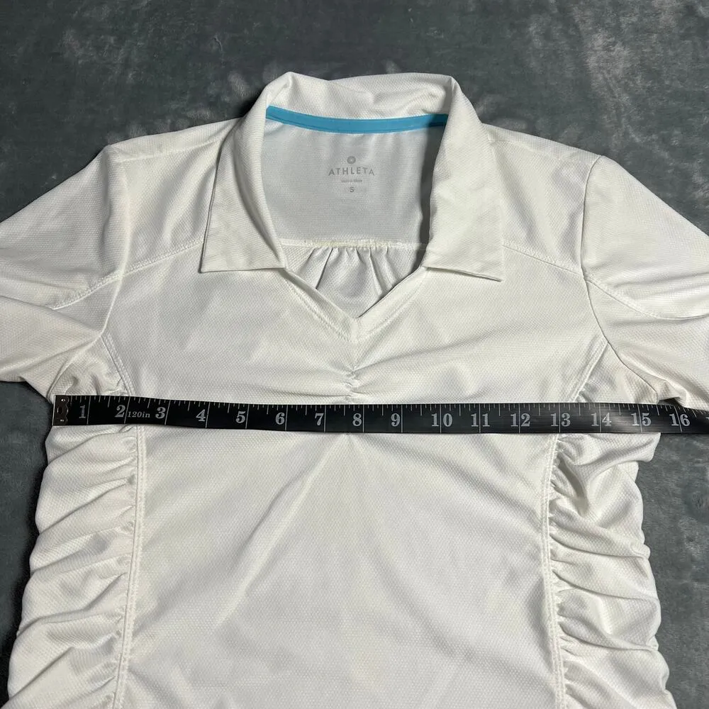 Athleta Birdie Ruched Polo Top Size Small Golf Athletic Sports Athleisure Tennis - Image 7