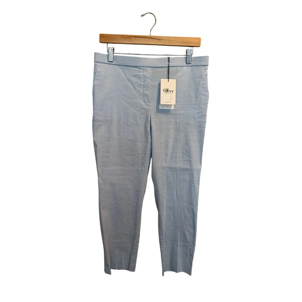 Theory Treeca Pull On Pants Women’s Size 10 Skylight Good Crunch Blue Linen NWT - Image 4