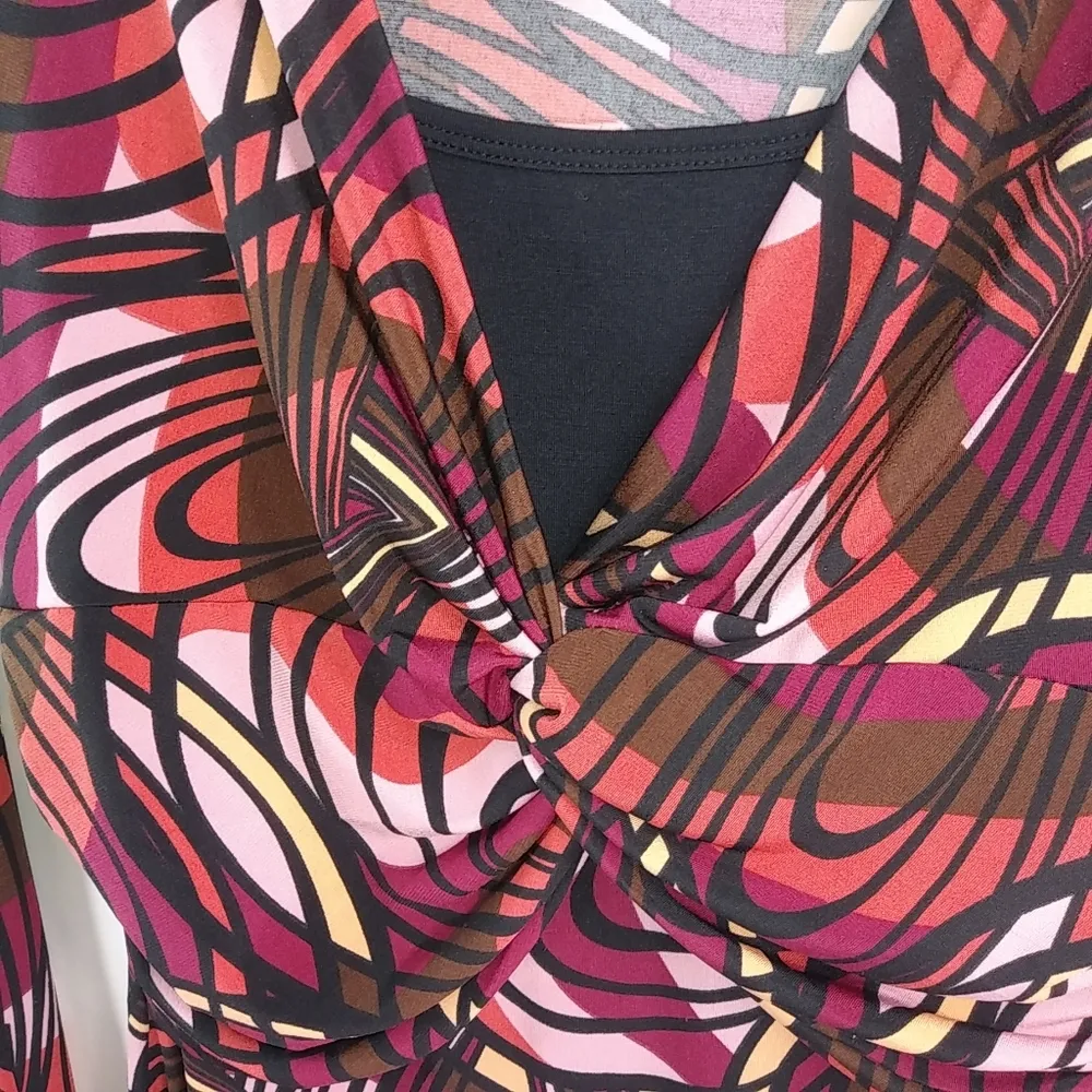 Bisou Bisou S Red Black Stretch Mini Mod Dress - Image 3