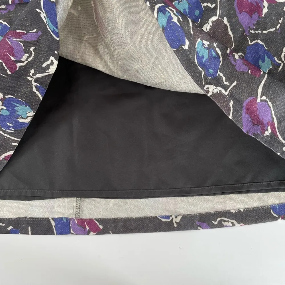 American Eagle Dark Gray Metallic Floral Strapless Structured Mini Dress Sz 4 - Image 10