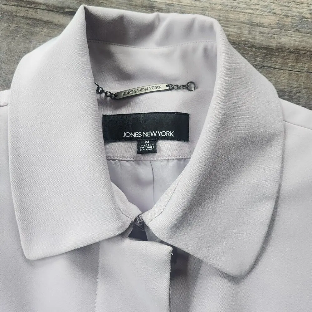 Jones New York  Lined Trench Rain Work Biz Spring Dress Coat Lavender Ladies M - Image 10