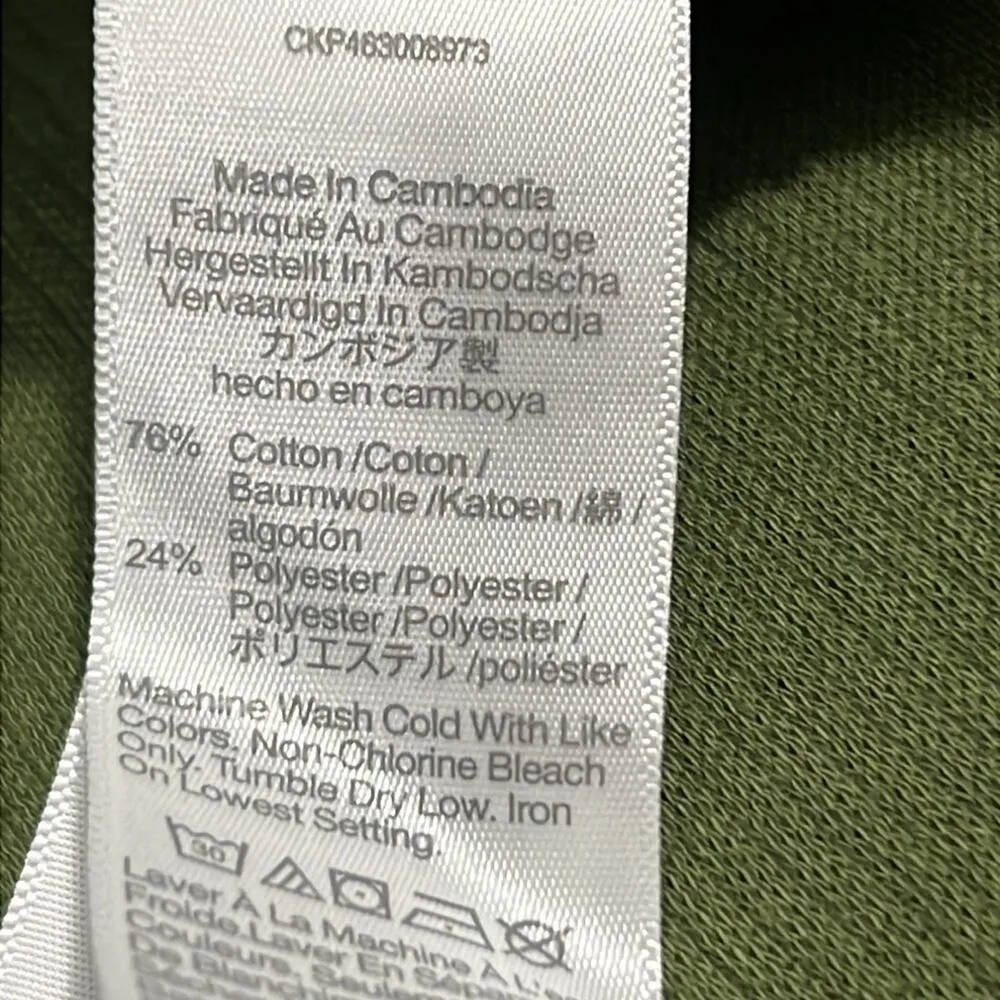 Madewell size large lusterweave crop shirt long sleeve tie front ribbed green - Image 10