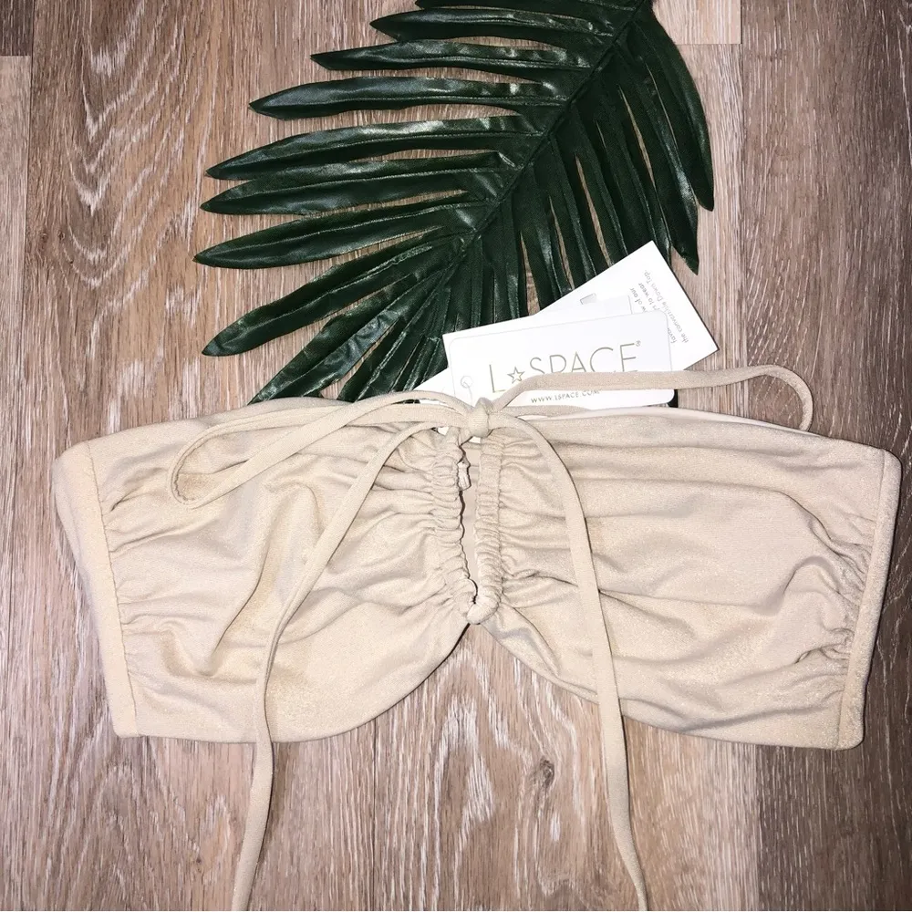 L*Space Dawn Convertible Bikini Swim Top in Shimmer Bone XL NWT - Image 3