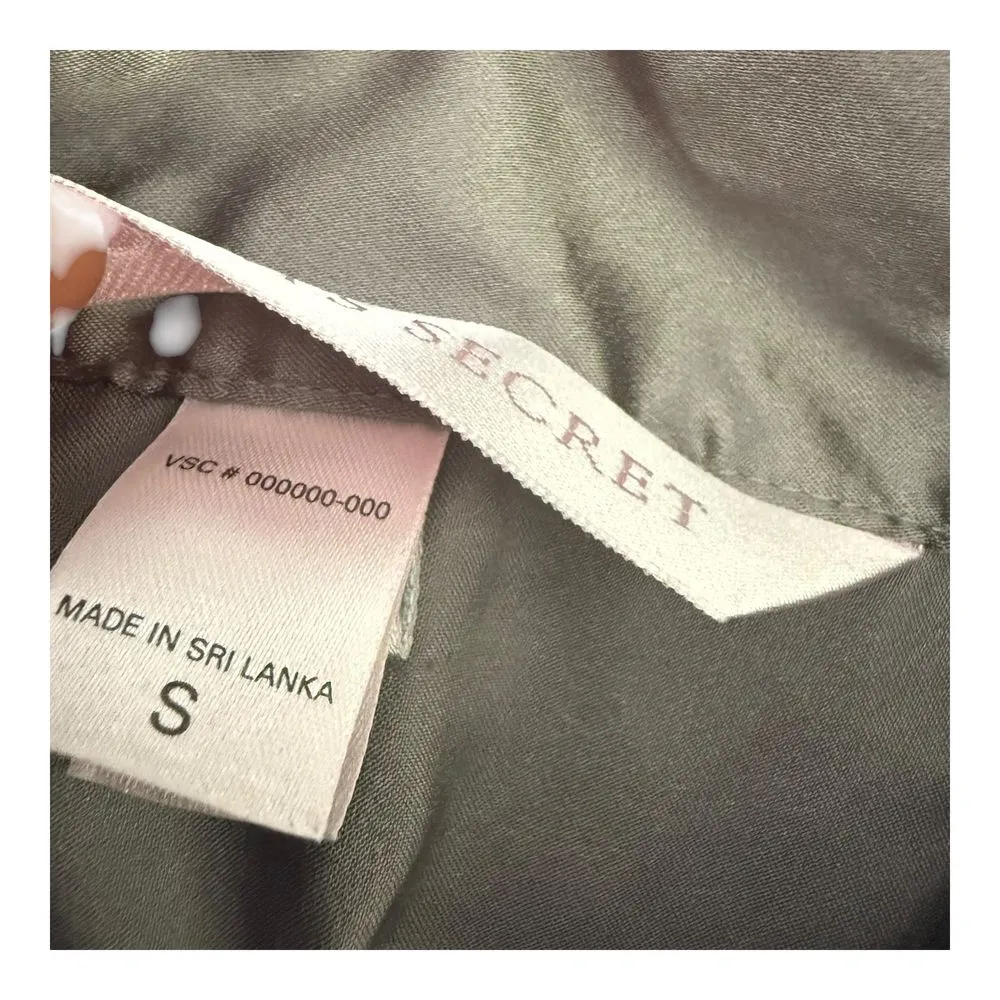 Victoria's Secret‎ Long Sleeve Pajama Shirt Loungewear Satin Top Size S Gray - Image 6