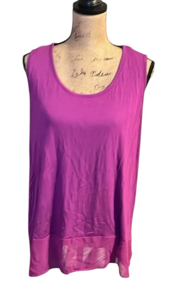 Design History Women's Sleeveless Top - Purple with contrast ruffle bottom - Image 1