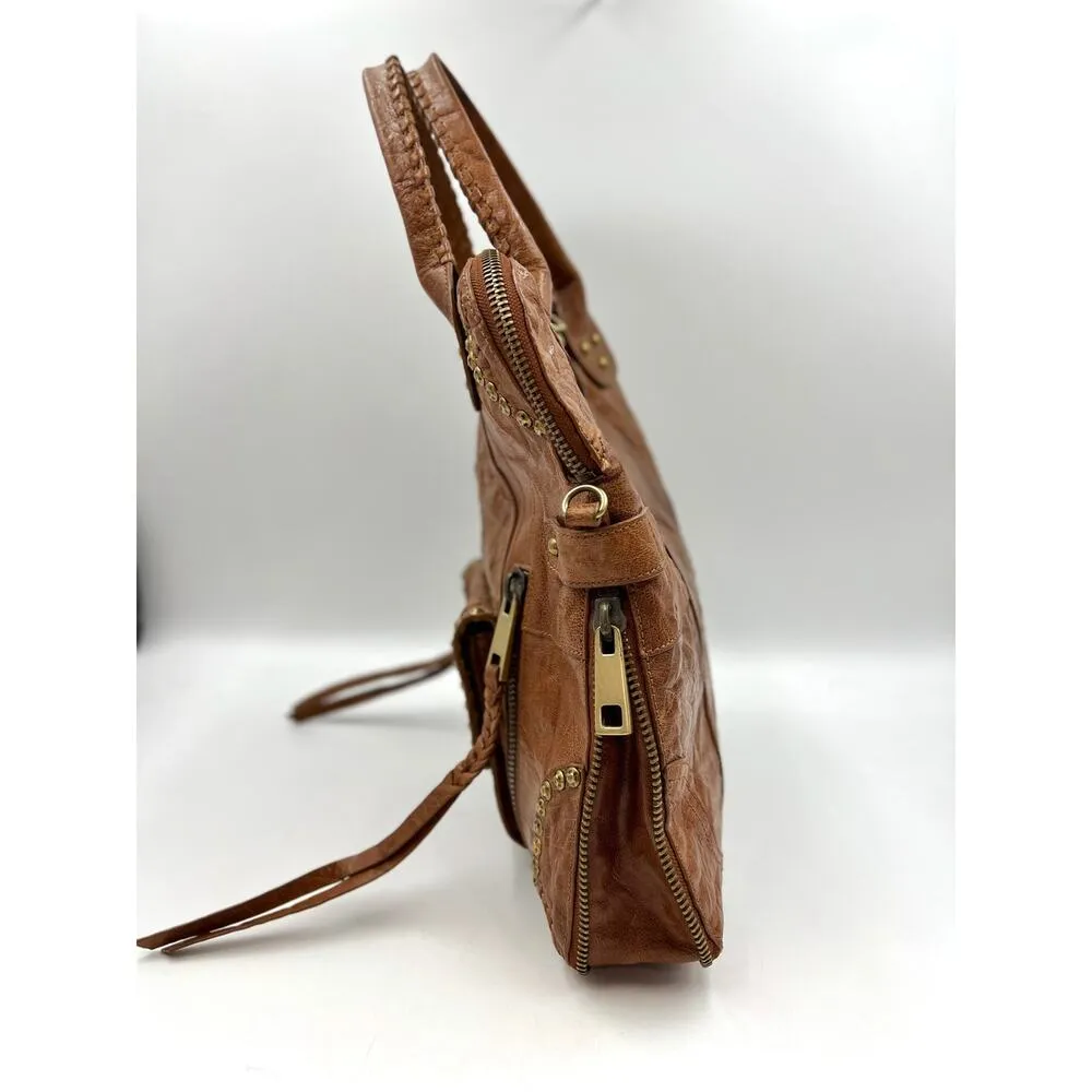 Sam Edelman Moto Tumbled Leather Tote Brown Bag - Image 5