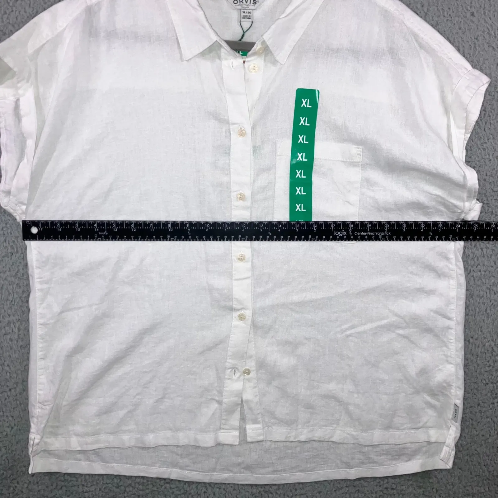 ORVIS Linen Blend Button Up Shirt Women XL Classic Short Sleeve Casual Capsule - Image 4