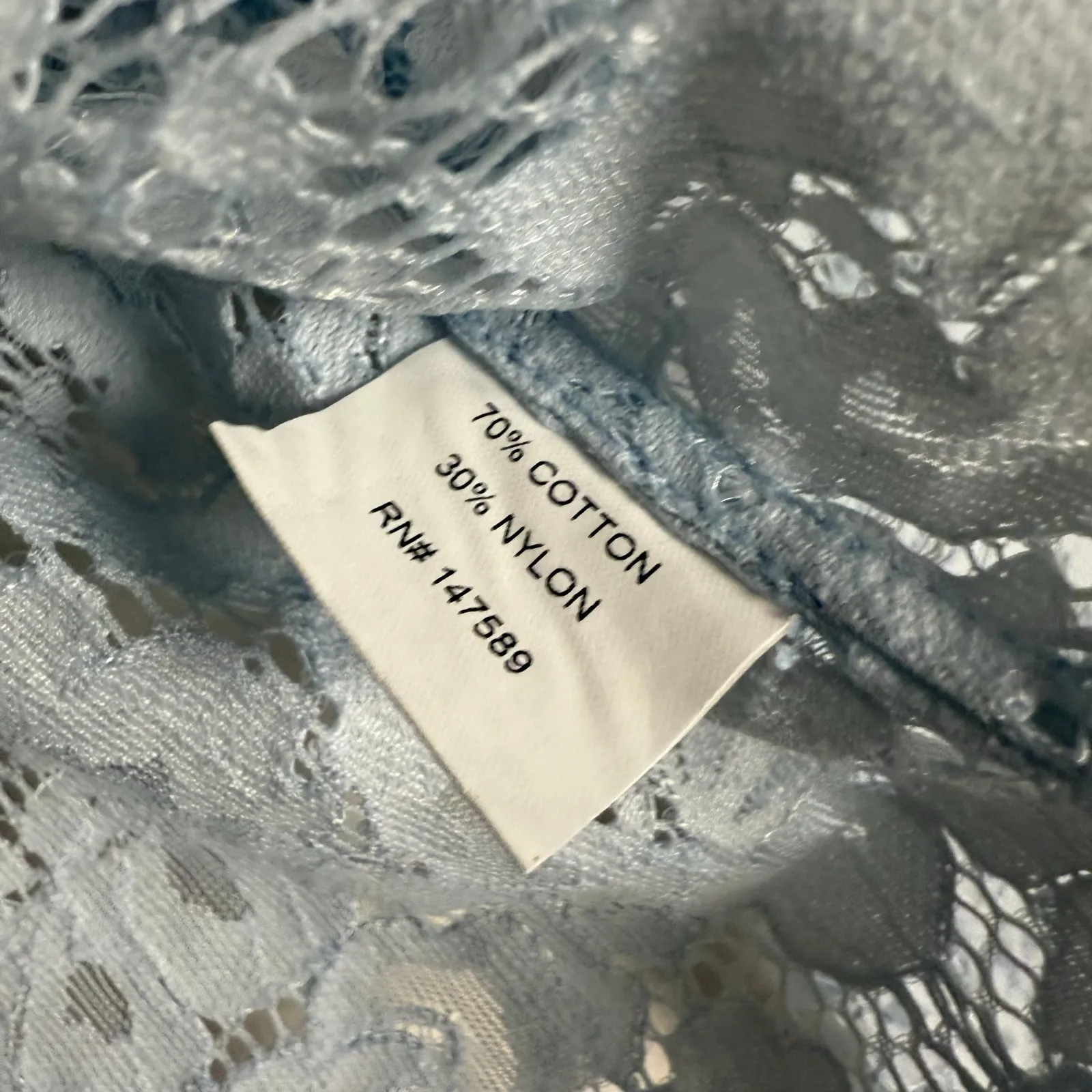 Barneys New York Baby Blue Floral Lace Long Sleeve Blouse Top Size 4 - Image 9