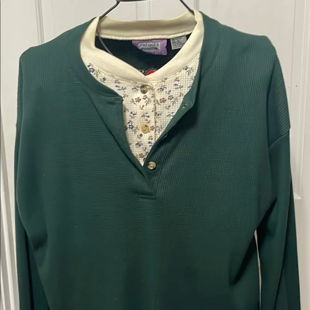 πππ3 for 12$πππPremier Forest Green Polo with Floral Collar Size 1X - Image 2