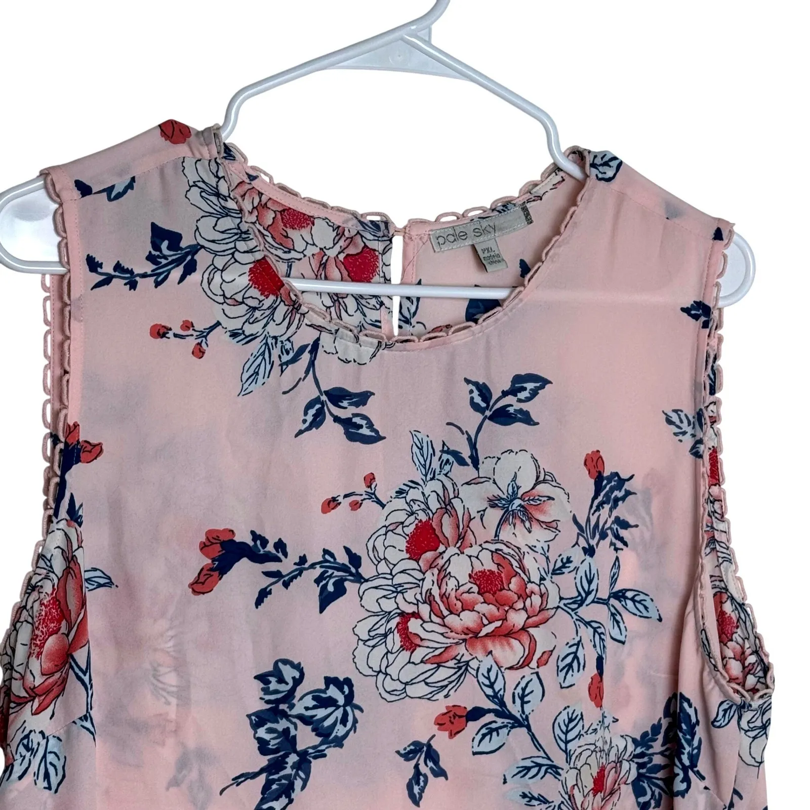 Pale Sky Womens PXL Floral Print Sleeveless Top Pink Blue White Fairy Size undefined - Image 3