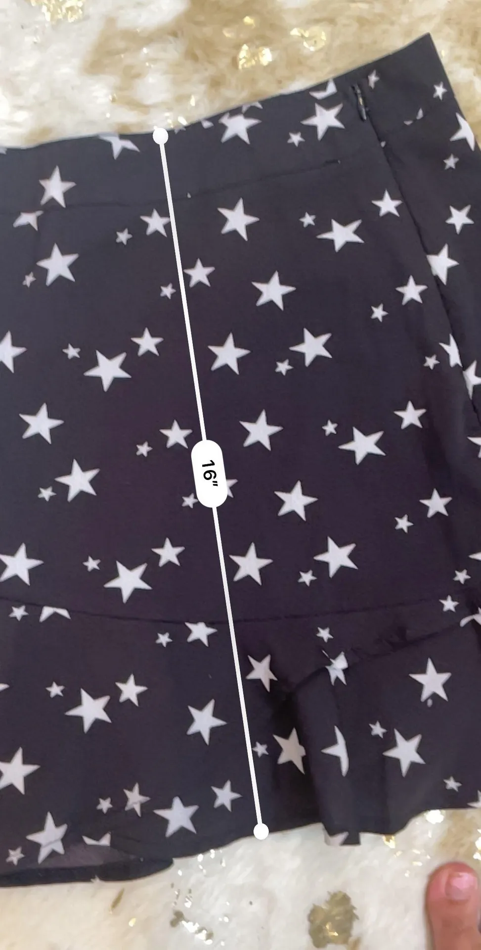 Black White Star Print Ruffle Skirt - Image 2