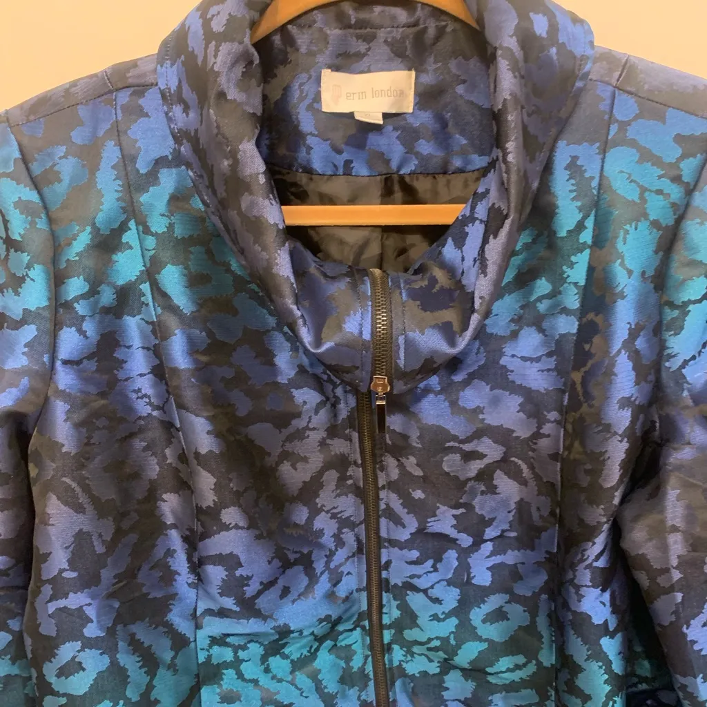 Erin London Cheetah Purple & Aqua Light Weight Layering XL Jacket. 2535 Blue - Image 6