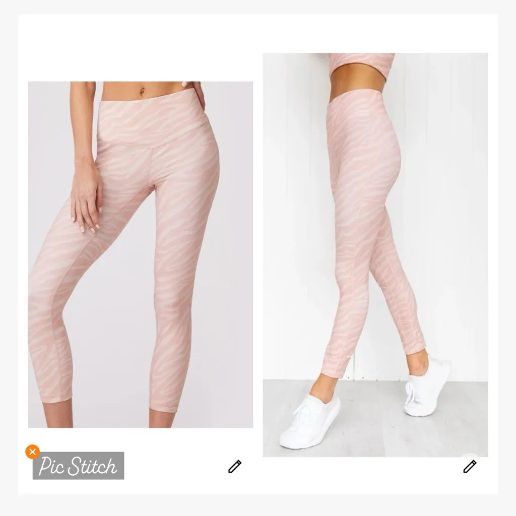 Carbon38 Peach White Zebra Leggings Size M - Image 2