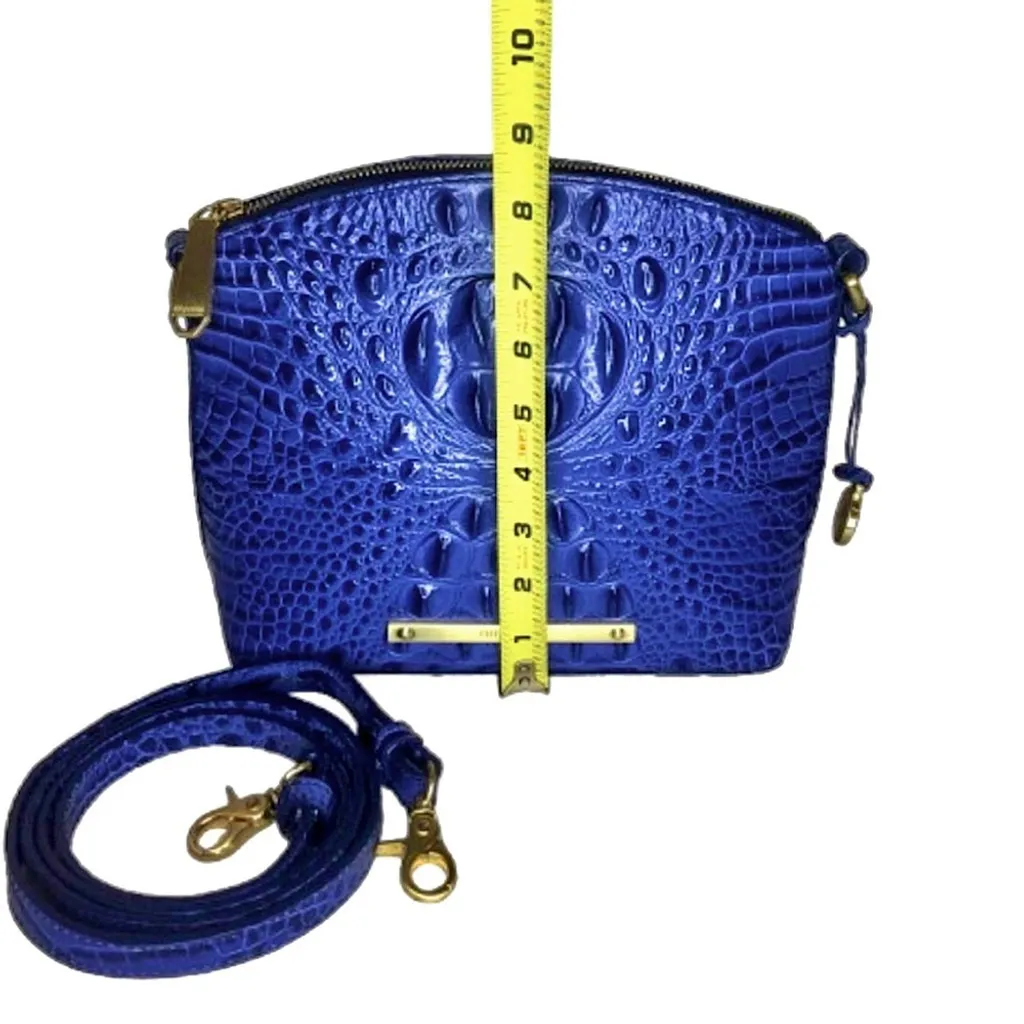 BRAHMIN Electric Blue Crocodile Embossed Leather Duxbury Dome Crossbody Bag NWOT - Image 5