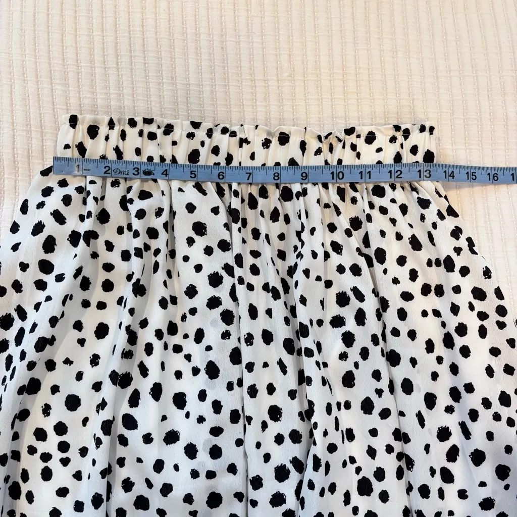Amazon Womens Polka Dot Animal Print Black White Midi Skirt Elastic Waist Size M - Image 7