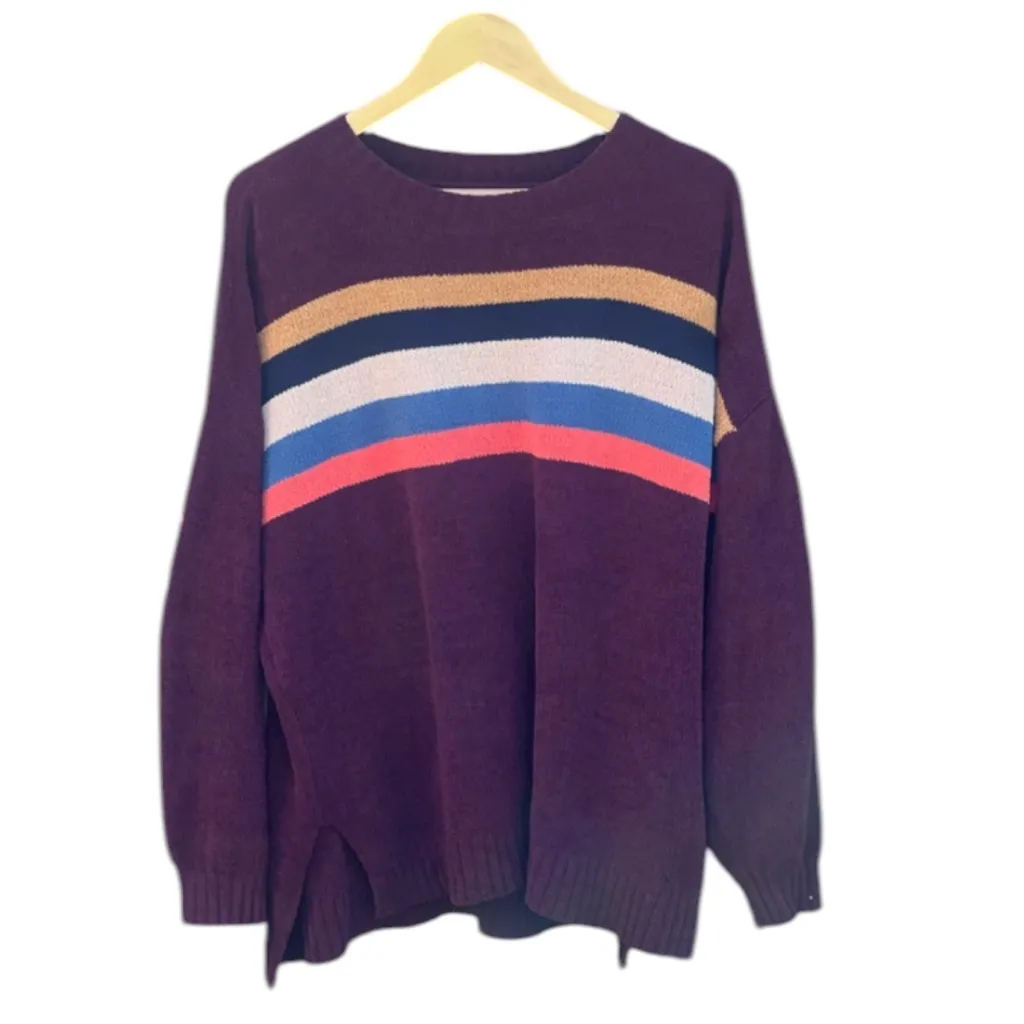 American Eagle 🦅 Chenille Striped Crew Neck Oversized Sweater - Image 3