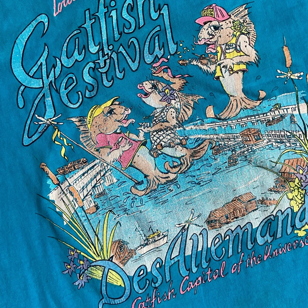 Vintage 90s Louisiana Catfish Festival Graphic T Shirt 🔥 - Image 2