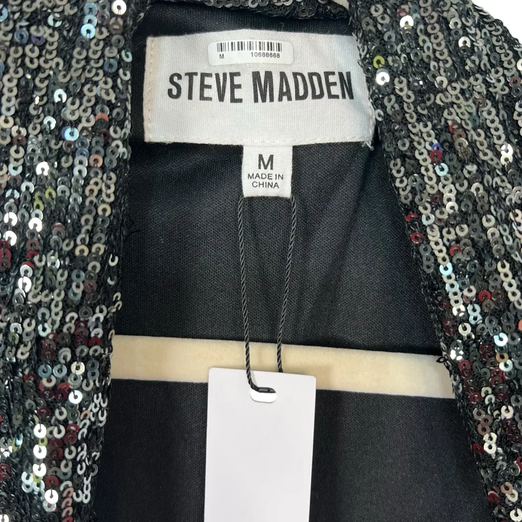 Steve Madden Women’s Show Stopper Sequin Duster Jacket Gunmetal Size Medium NWT - Image 5