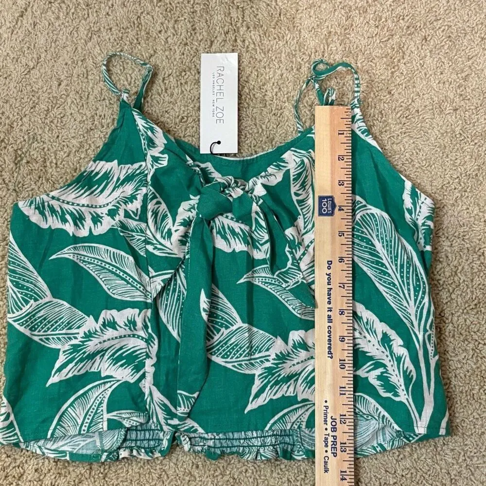 Rachel Zoe linen blend‎ tropical green halter crop top size L NEW - Image 8
