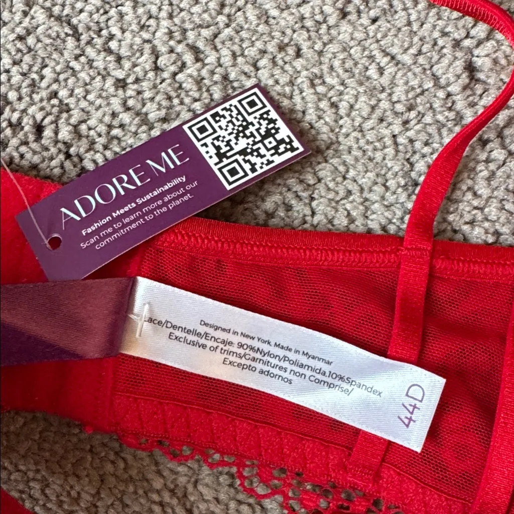 Adore Me Red Underwire Bra SIZE 42D - Image 3