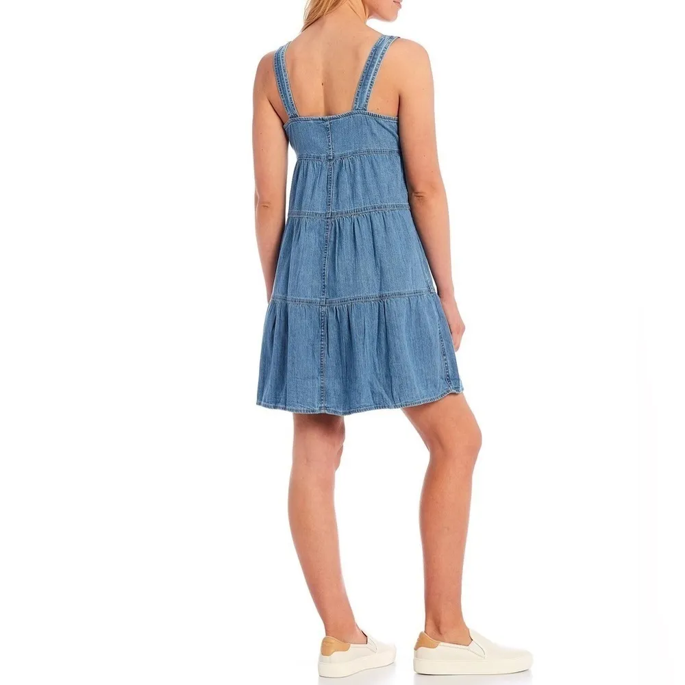 Levi’s Denim Dress Women XS Babydoll Button Down Ruffle Tiered Minimalist 90s - Image 3