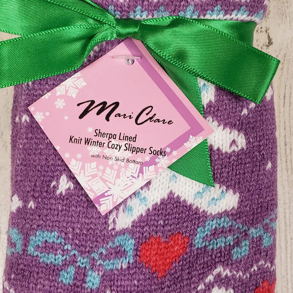 NWT Mari Clare Sherpa Lined Knit Winter Holiday Design No - Image 4