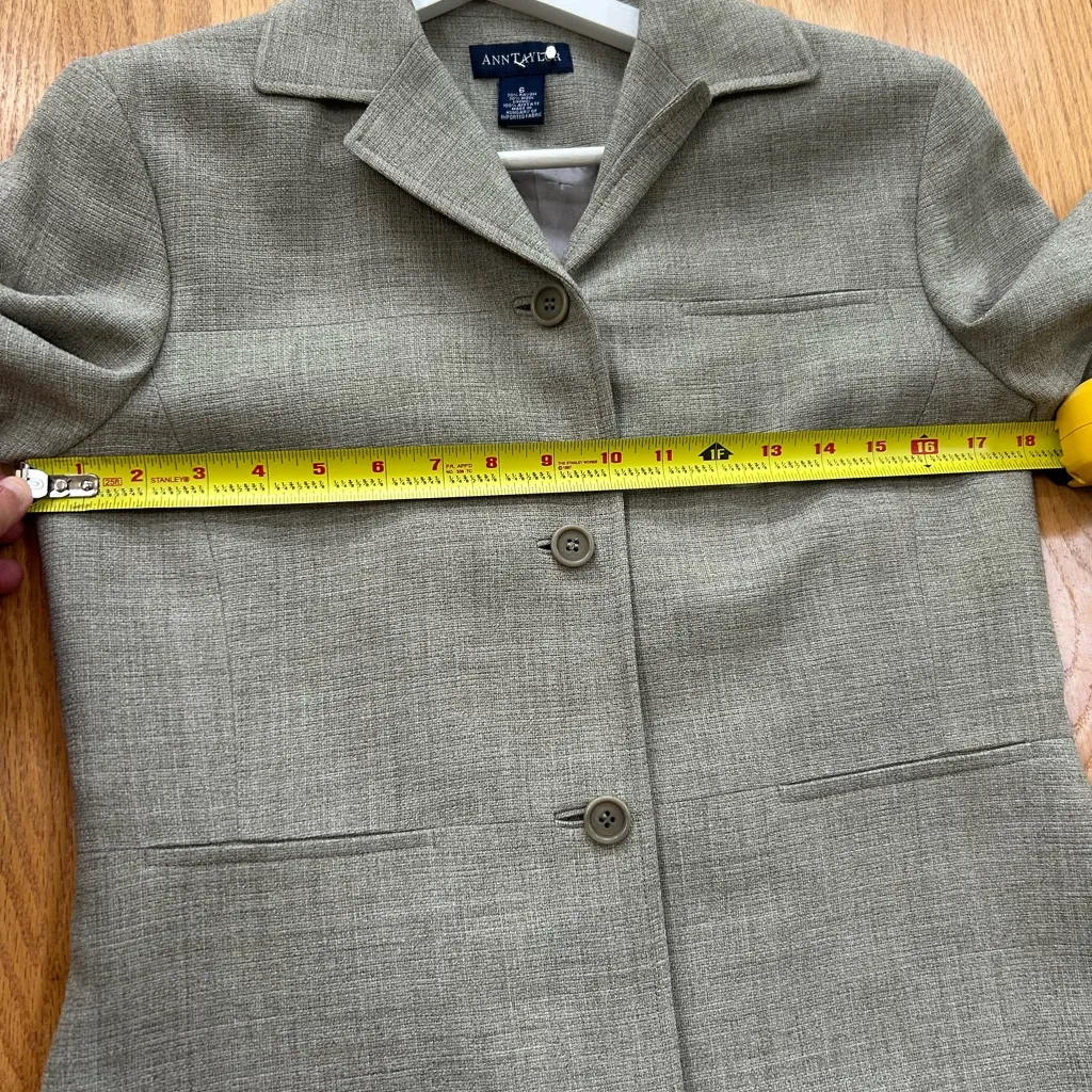 Ann Taylor Ladies Blazer Jacket Size 6 Lined Rayon Wool Blend Beige Vintage - Image 4