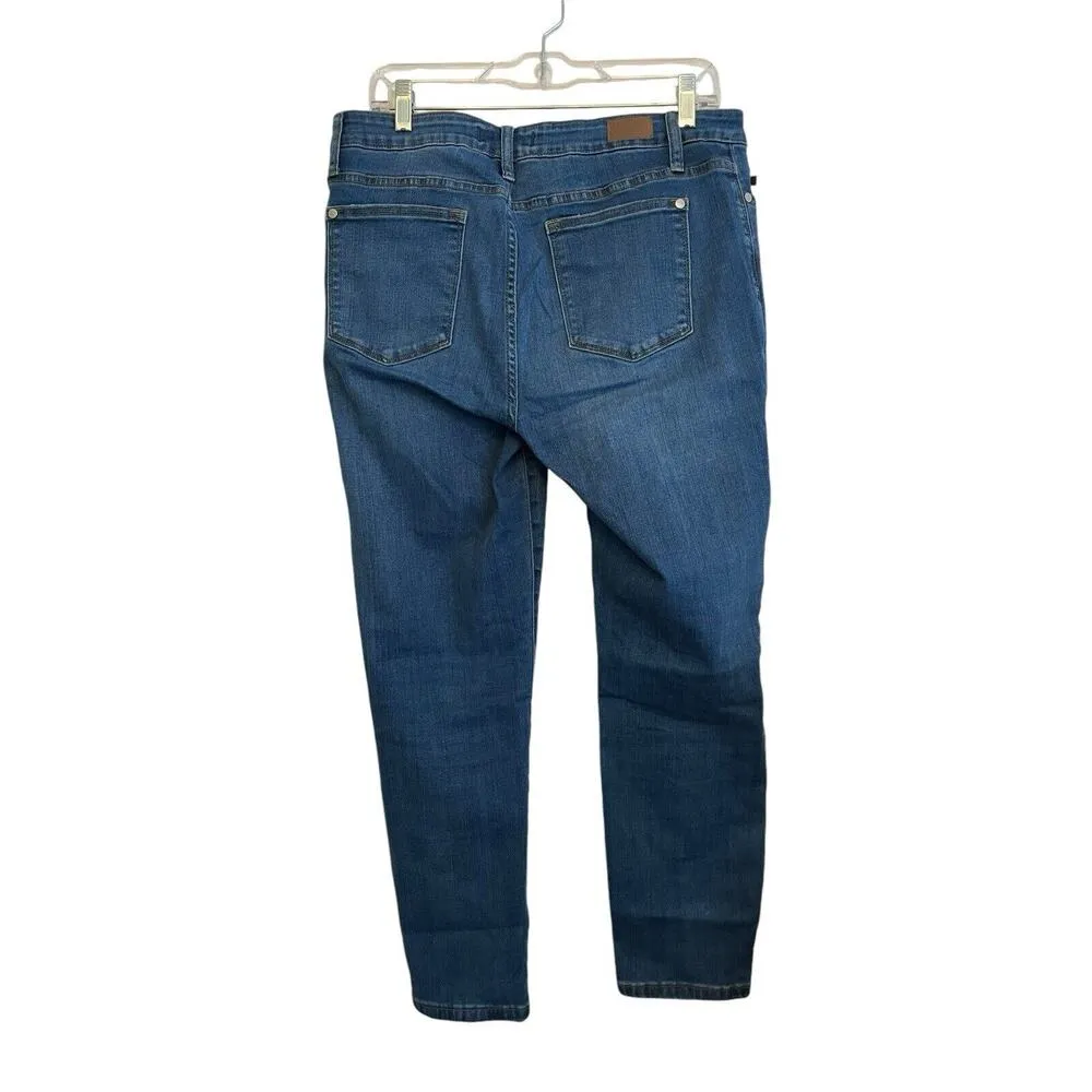 Judy Blue Relaxed Fit Mid-Rise Slim Jeans Women Size 32 Blue Faded Ankle Stretch - Image 2