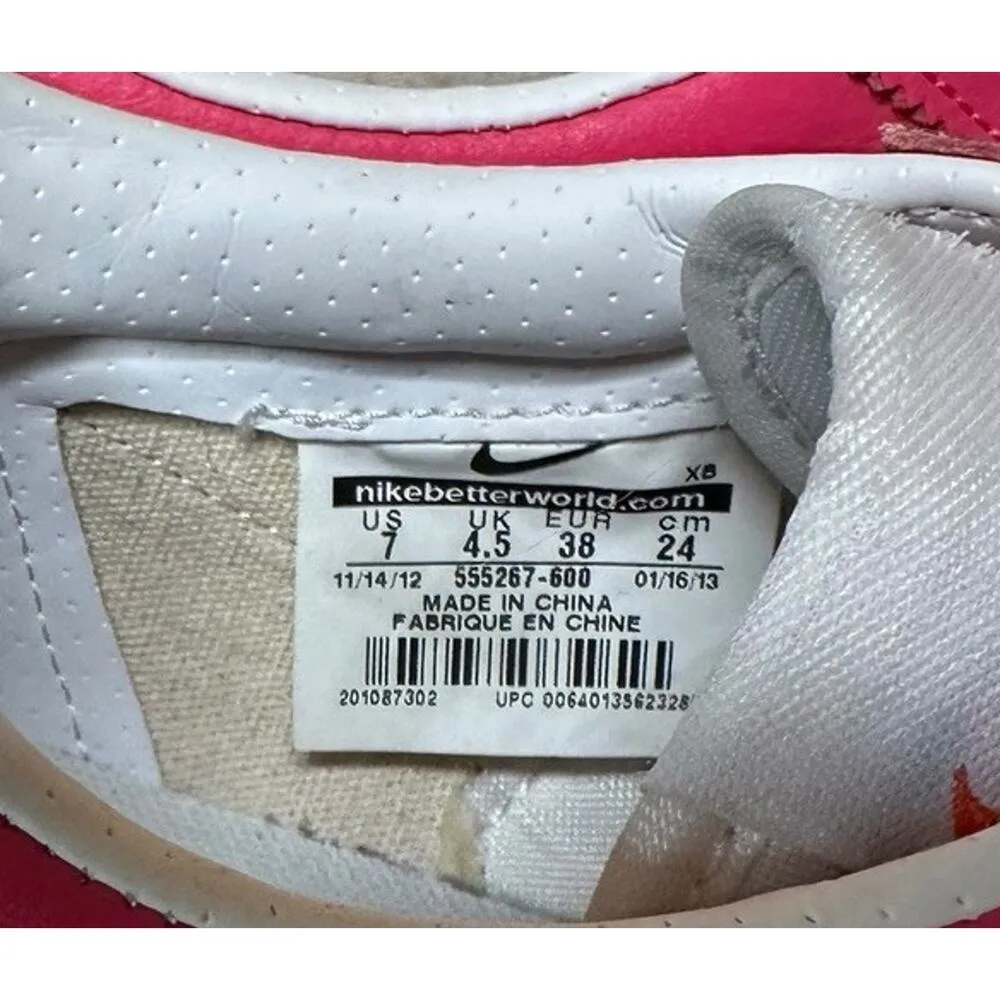 Nike Womens Bruin Lite Sneakers Athletic Shoes Size 7 Hot Pink White Leather - Image 4