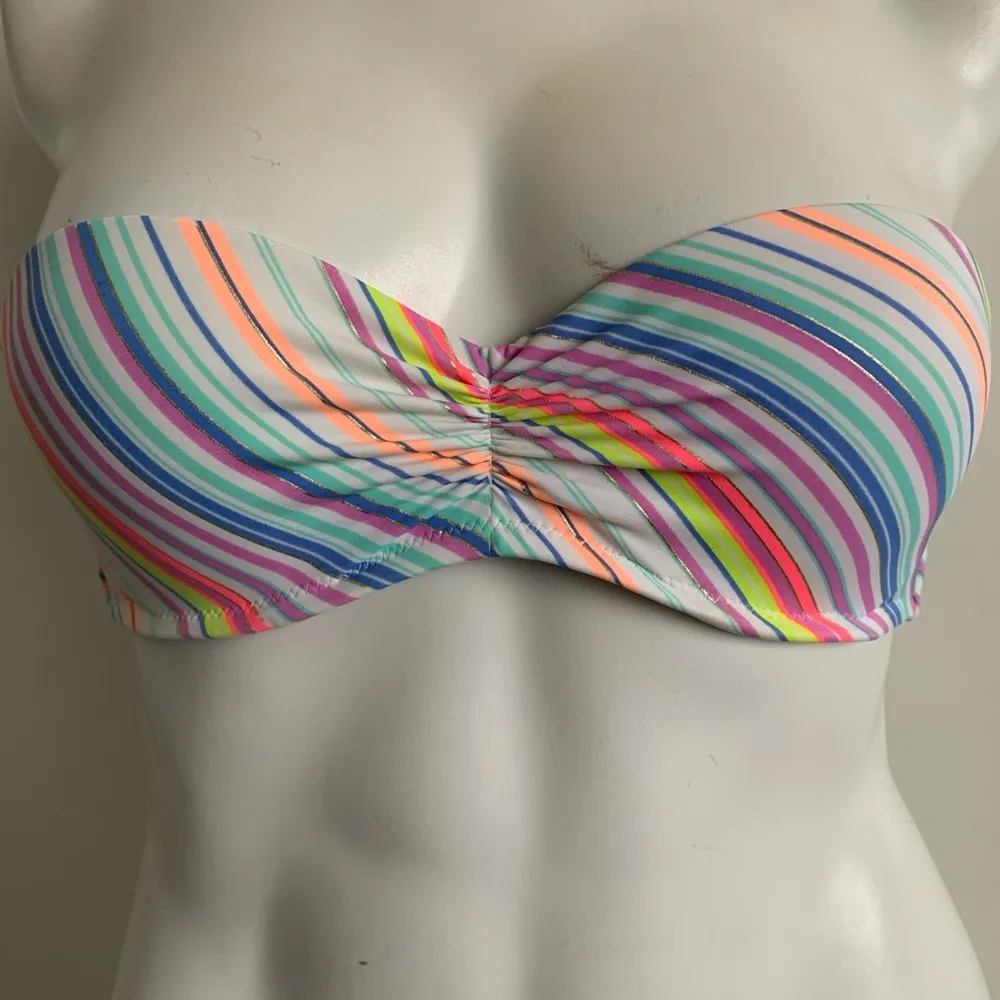 Victoria’s Secret 32C small bandeau rainbow striped bikini - Image 2
