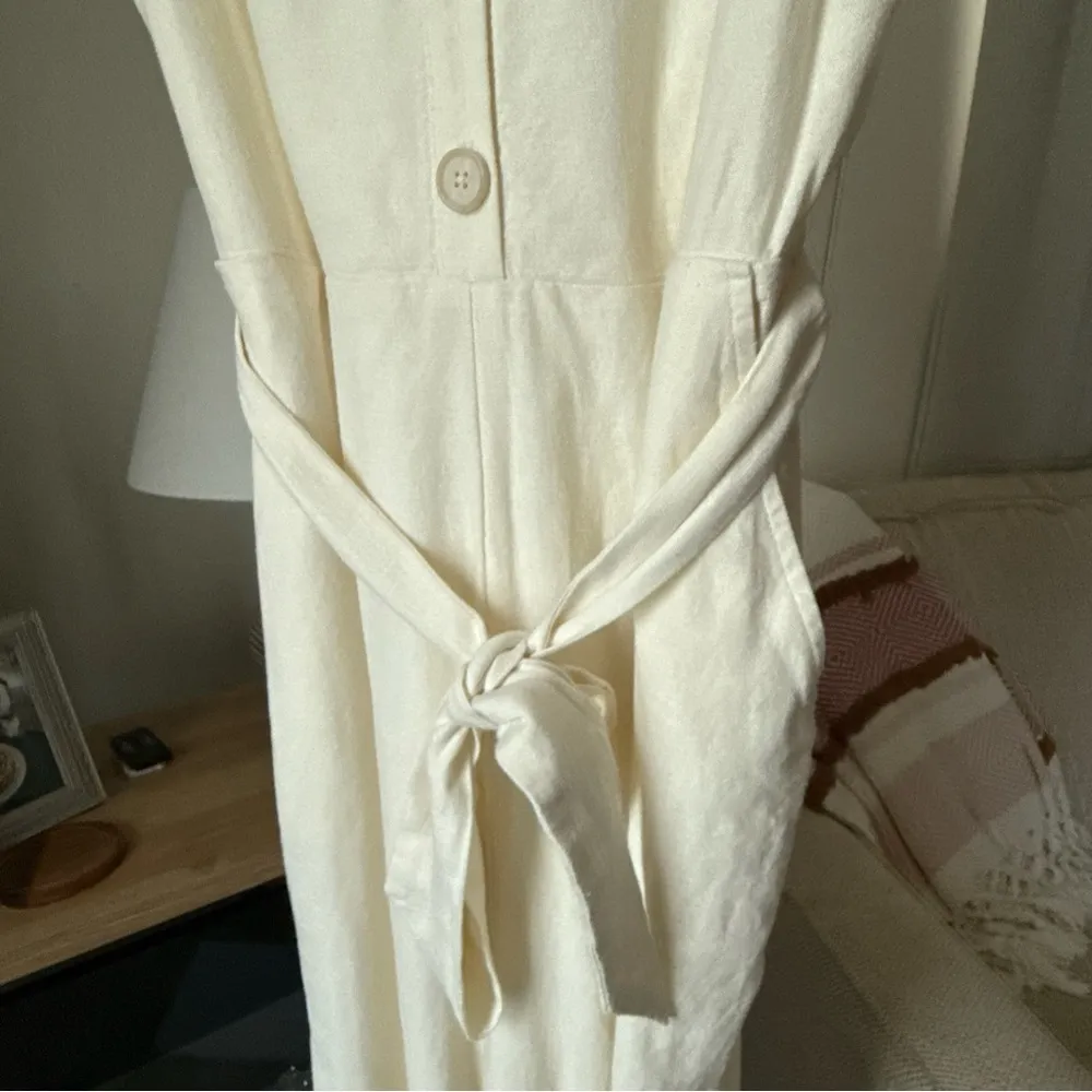 Loft Womens Ivory/Cream Sleeveless Belted Jumpsuit Size 10 NWT $89.99 - Image 5