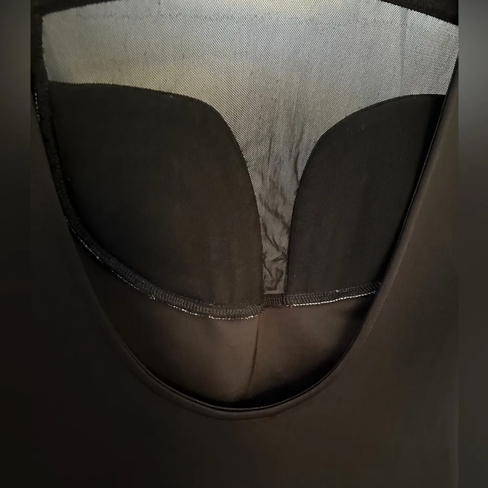 Black Dress Mesh Front Long Sleeve Bodycon Futuristic Size Medium - Image 4