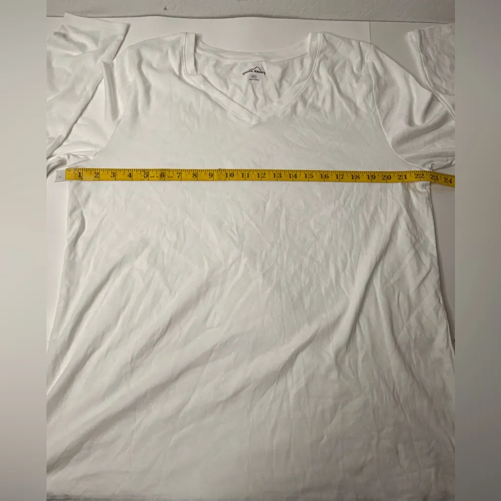 Eddie Bauer White Long Sleeve V-Neck Basic Womens T-Shirt‎ Size XXL Basic Casual - Image 3