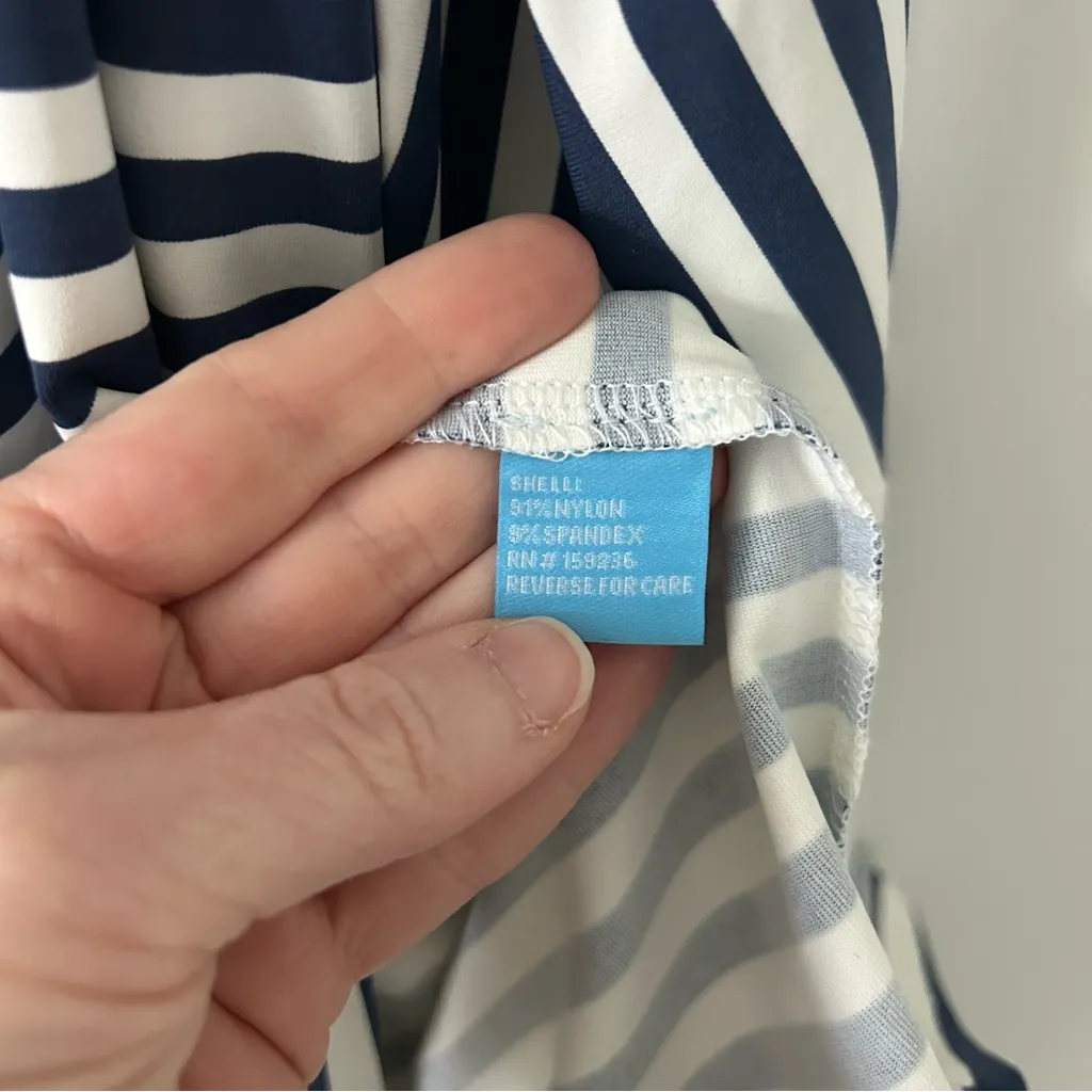 J. McLaughlin Elora Side Tie Blue White Stripe Short Sleeve Catalina Cloth Dress - Image 8