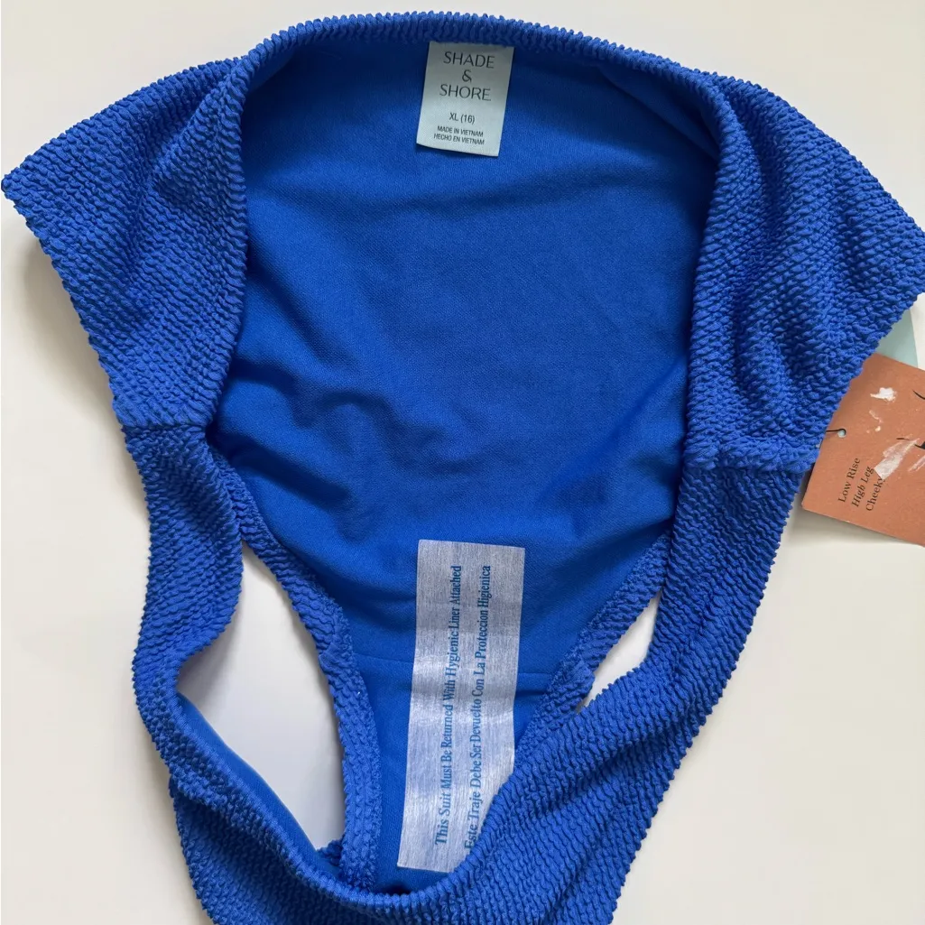 Shade & Shore Royal Blue Bikini Bottoms NWT Size XL Low Rise High Leg Cheeky - Image 4